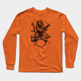 SEEMBO Lion Playing Drums Drummer Musician Drumming Fun Band Long Sleeve T-Shirt